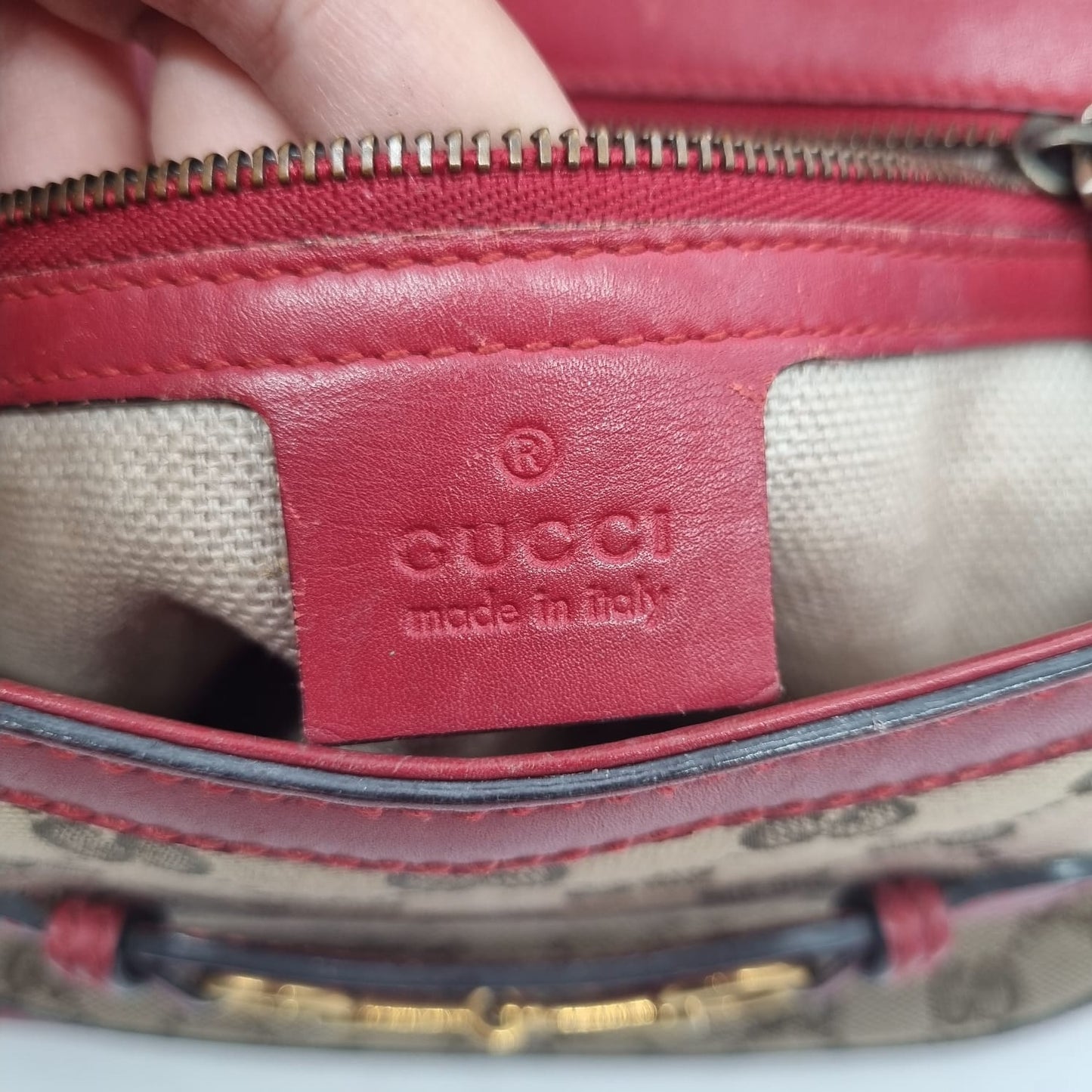 Gucci Lady Web Shoulder Bag GG Canvas Red Size 24x7x20