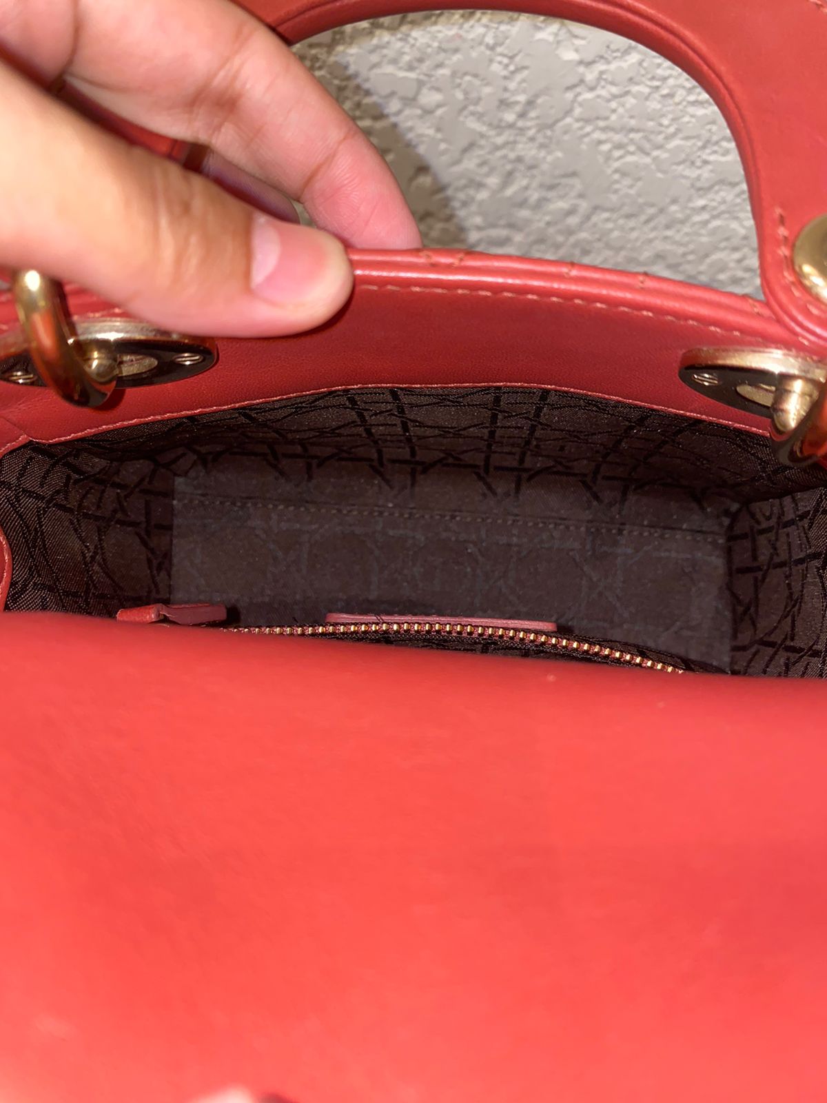 Dior Lady Dior Mini Lambskin Coral SHW 2019 Size 17x8x14