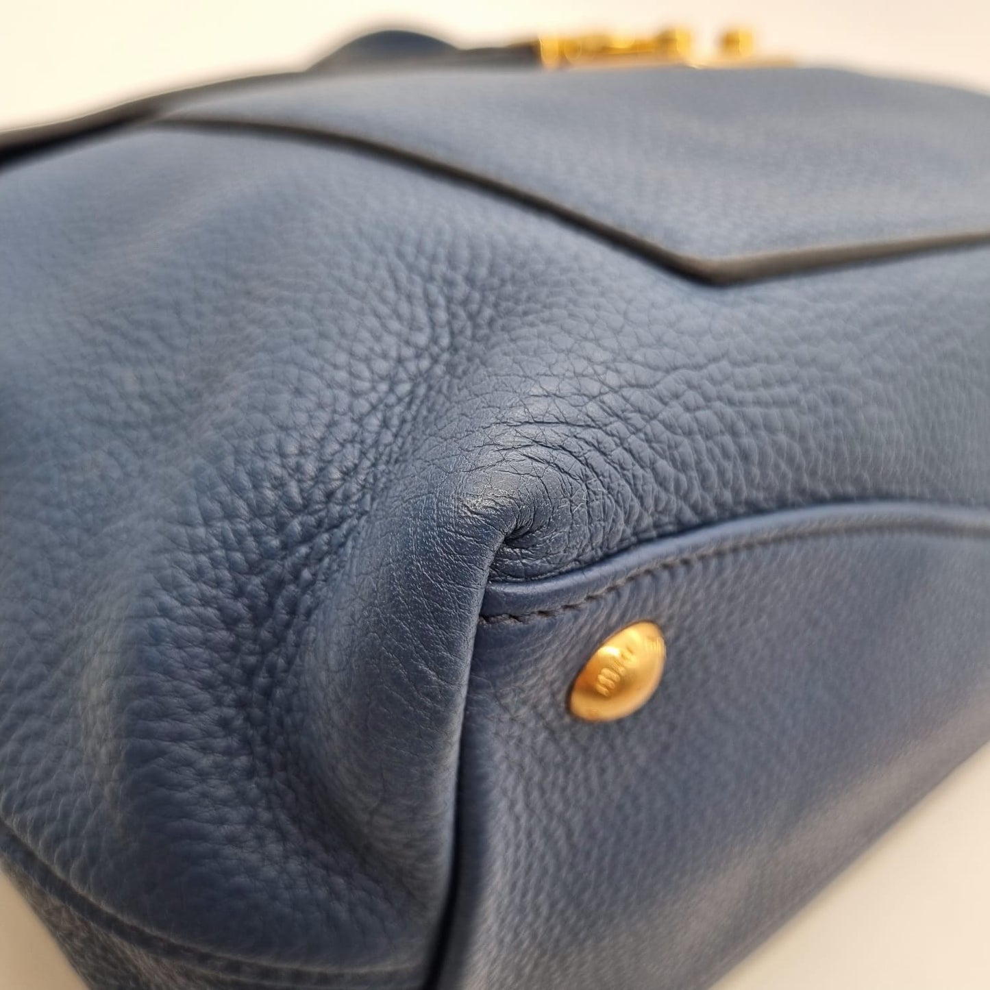 Miu Miu Push Lock Top Handle Blue Graniet Size 31x13x25