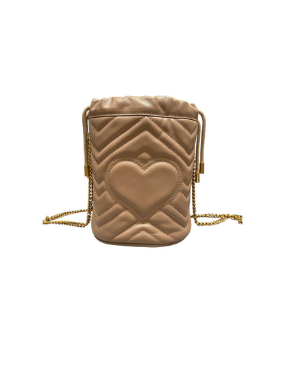 Gucci Matelasse Mini Bucket Bag Nude GHW Size 13x11x18