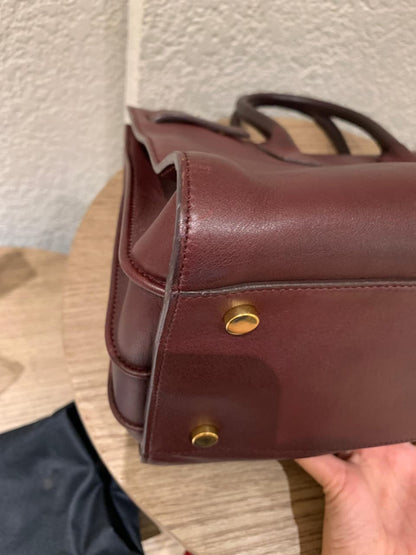 Yves Saint Laurent Sac De Jour Small Calfskin Burgundy GHW Size 32x16x23