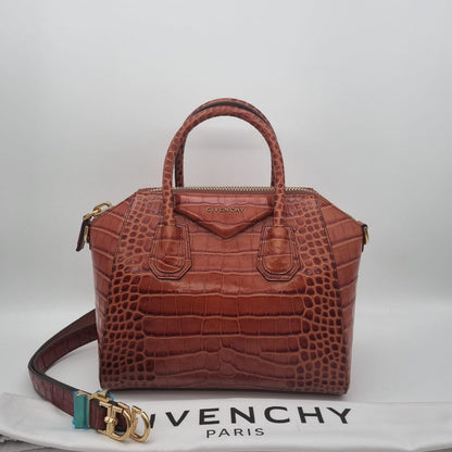 Givenchy Antigona Small Croco Brown 2019 Size 28x14x23