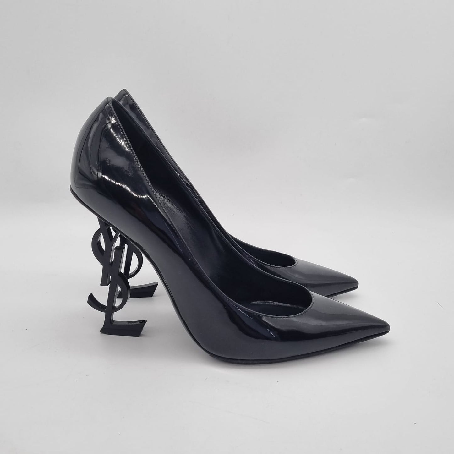 Yves Saint Laurent Opyum Patent Leather Pumps All Black Size 37/25 Dari Ujung