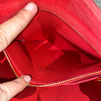 Prada Canapa Shopping Tote Canvas Red Size Size 35x23x22