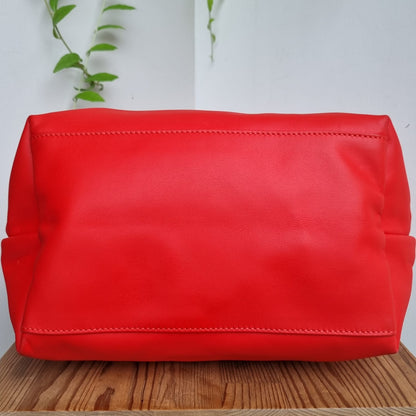 Longchamp Le Pliage Cuir Jockey Medium Short Handle Red Size 37x18x23