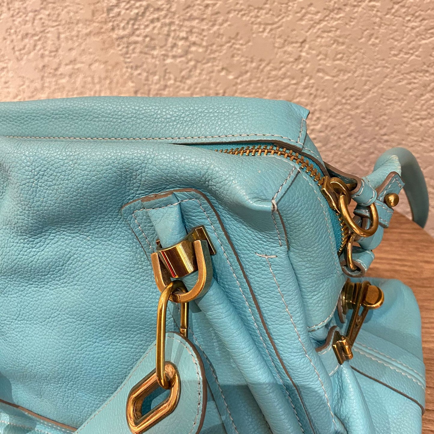 Chloe Paraty Leather Blue Sky Size 37x15x22