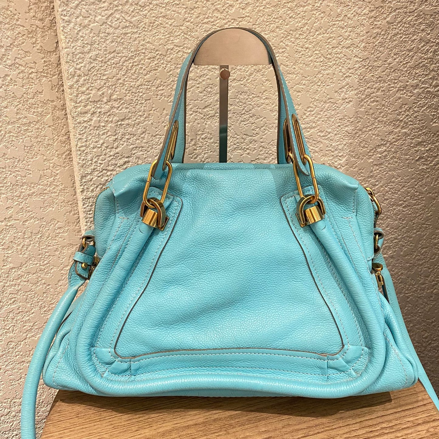 Chloe Paraty Leather Blue Sky Size 37x15x22