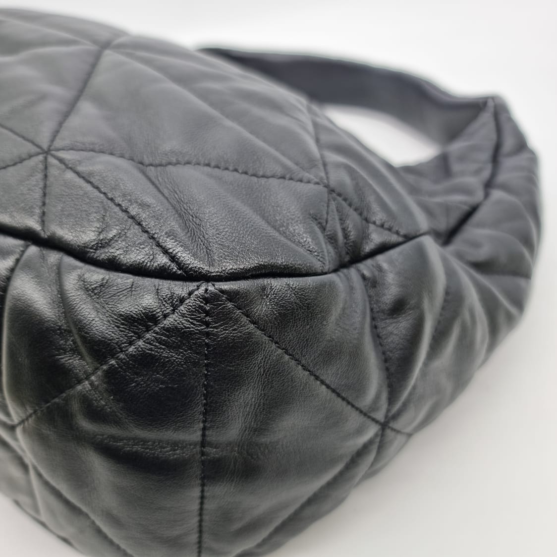 Prada Hobo Bag Leather Black GHW Size 40x13x30