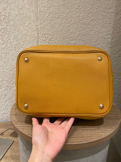 Prada Bucket Bag Leather Mustard Size 26x18x28