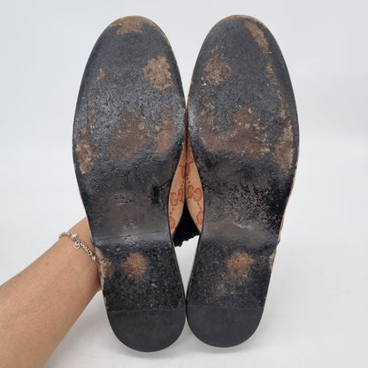 Gucci Logo Print NY Yankess Mules Beige Size 37,5/26
