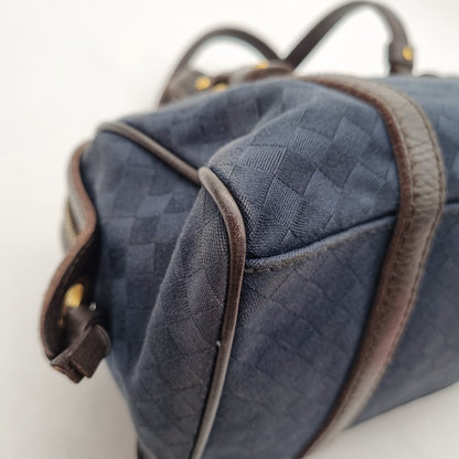 Bottega Veneta Vintage Mini Hand Bag Canvas Navy Size 25x12x13