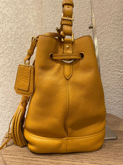 Prada Bucket Bag Leather Mustard Size 26x18x28