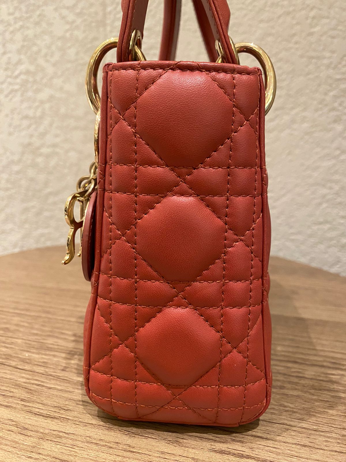 Dior Lady Dior Mini Lambskin Coral SHW 2019 Size 17x8x14