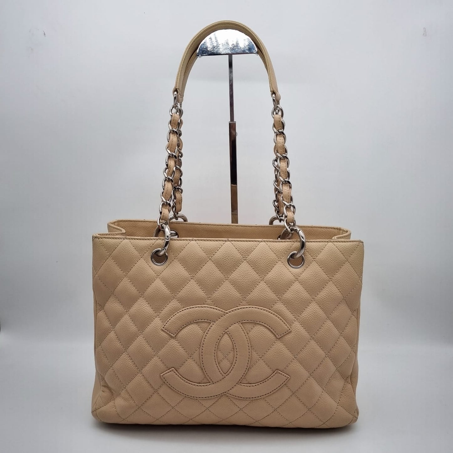 Chanel GST Beige Caviar GHW #12 Size 32x13x24