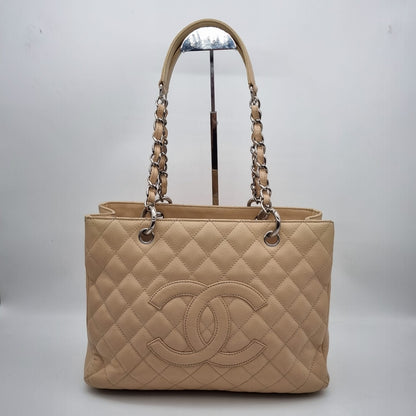 Chanel GST Beige Caviar GHW #12 Size 32x13x24