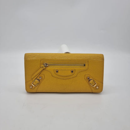 Balenciaga Potefeuille Flap Wallet Yellow SHW #B 2017 Size 19x10