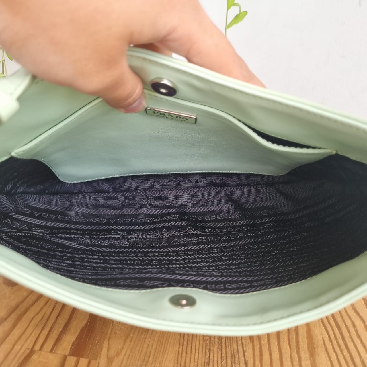 Prada Cleo Spazzolato Aqua Green 2021 Size 25x6x16