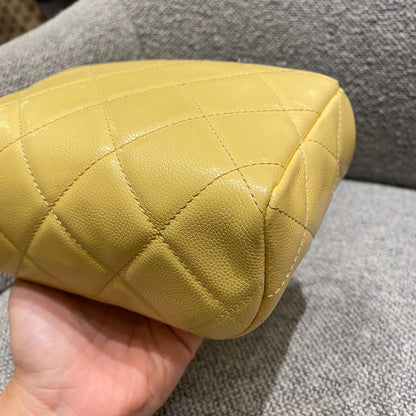 Chanel 22P Seasonal Square Mini In Light Yellow Caviar GHW CHIP Size 17x7x13