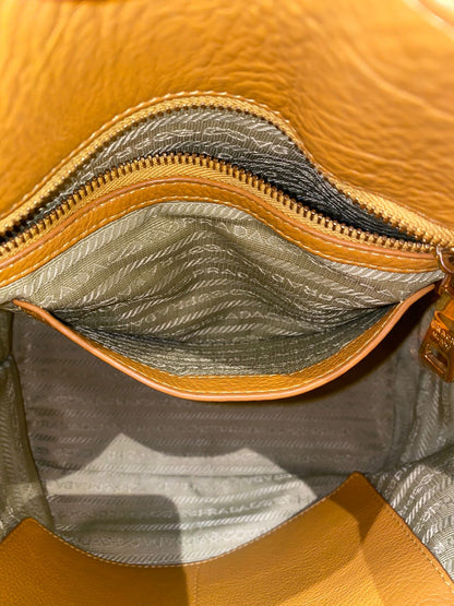 Prada Bucket Bag Leather Mustard Size 26x18x28