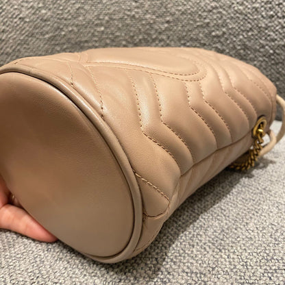 Gucci Matelasse Mini Bucket Bag Nude GHW Size 13x11x18