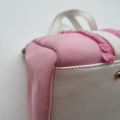 Kate Spade Pink White Canvas Handbag Size 30x16x23