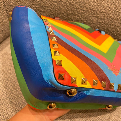 Valentino Garavani Rockstud Small Tote Rainbow Bag Size 19x9x17