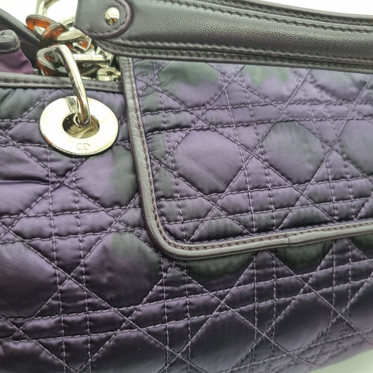 Dior Cannage Quilted Charming Lock Flap Shoulder Purple 2010 Size 45x14x25