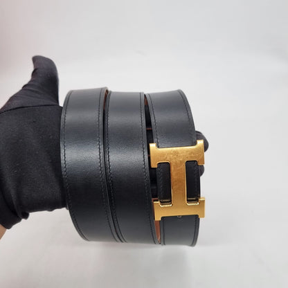 Hermes Reversible Belt Black Gold GHW #O 2011 (Size 120)