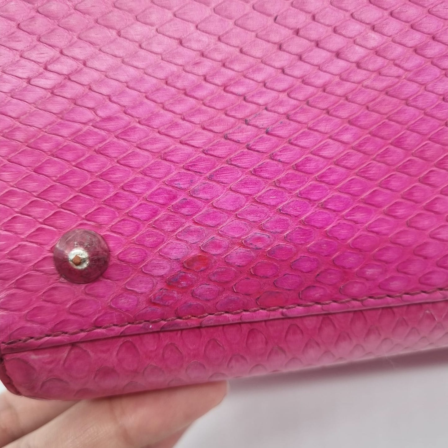 Dior Lady Dior Medium Snake Skin Pink SHW 2012 Size 24x9x19