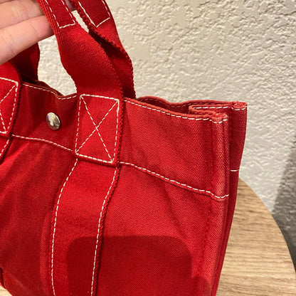 Hermes Herline Tote Canvas Red Size 30x8x22