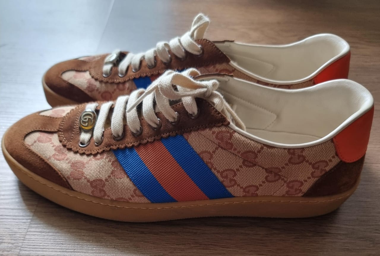Gucci GG Web Sneakers Suede Brown Multi Size 9/28,5 cm