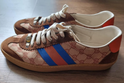 Gucci GG Web Sneakers Suede Brown Multi Size 9/28,5 cm