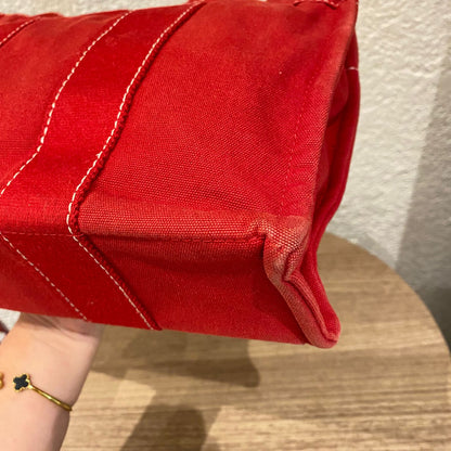 Hermes Herline Tote Canvas Red Size 30x8x22