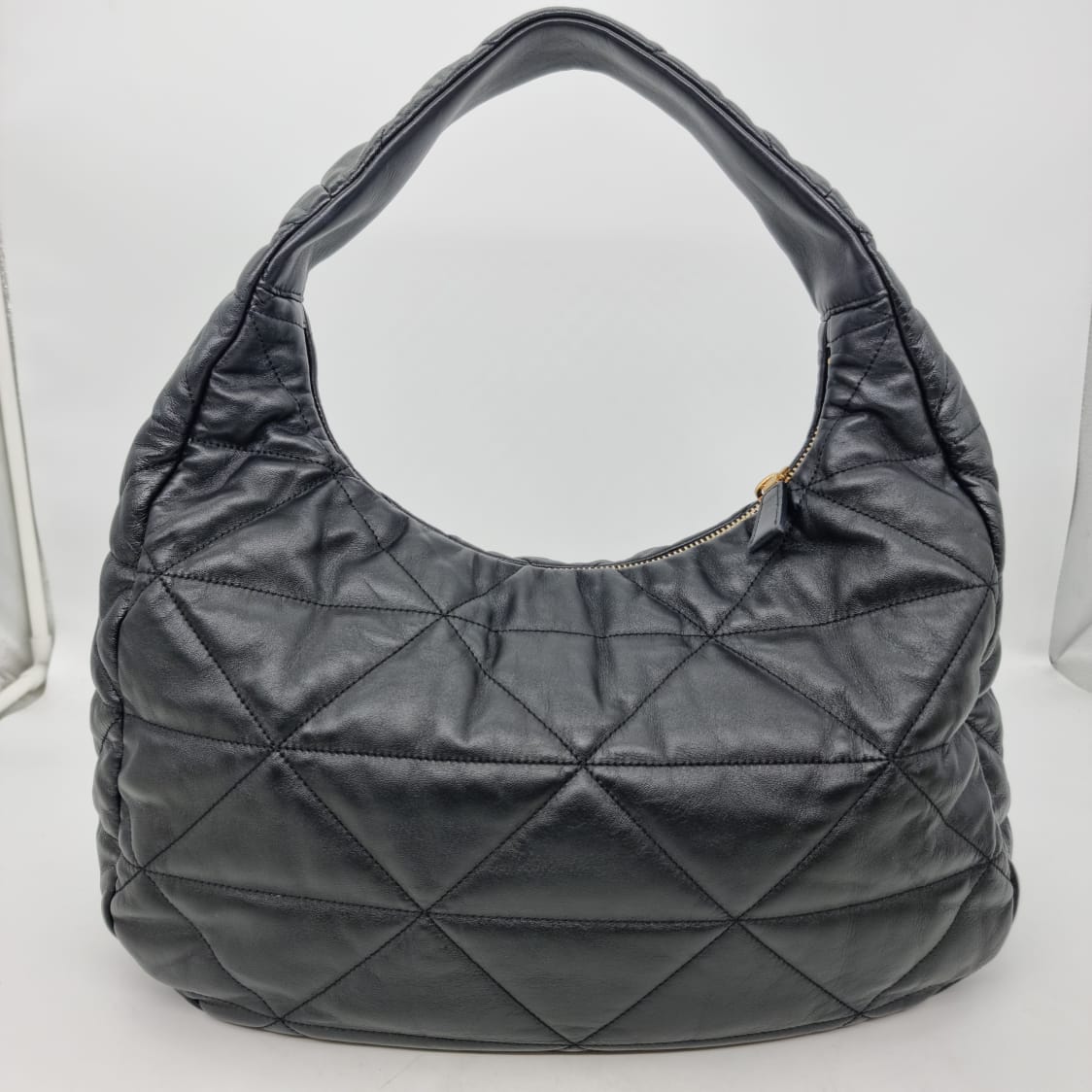 Prada Hobo Bag Leather Black GHW Size 40x13x30
