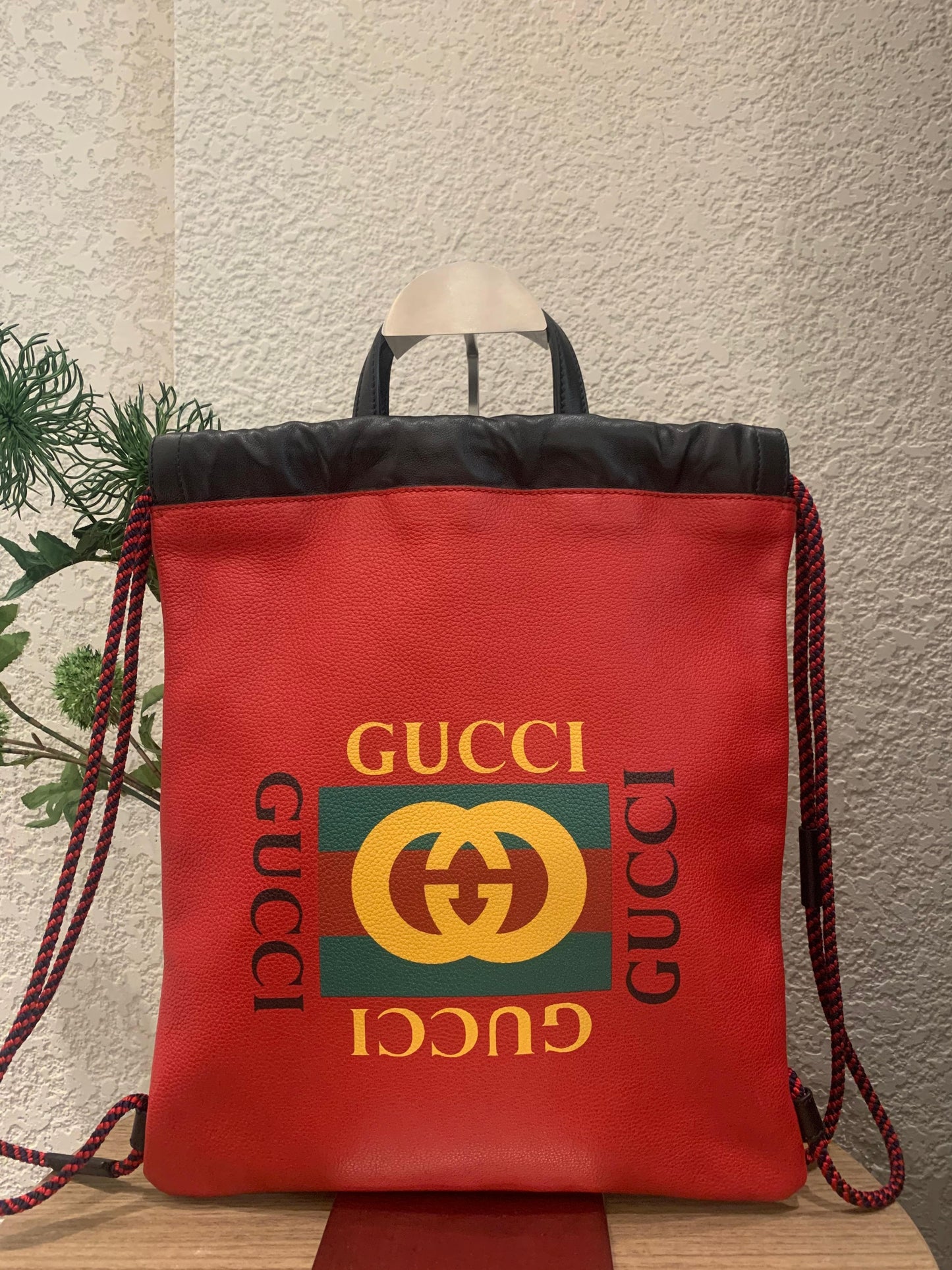 Gucci Backpack Leather Red Multicolor Size 30x35