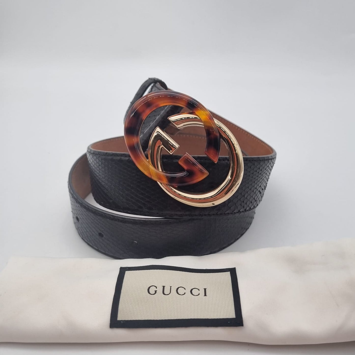 Gucci Marmont Belt Snake Skin Dark Brown Size P 100X4