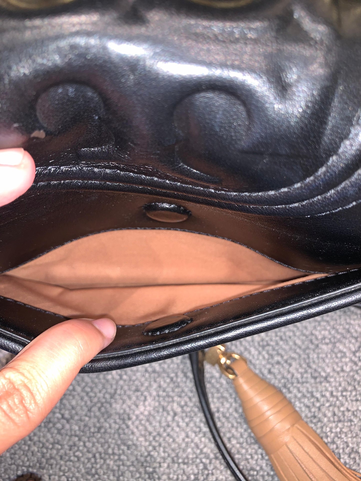Tory Burch Fleming Convertible Black Brown Size 21x6x14