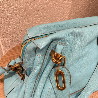 Chloe Paraty Leather Blue Sky Size 37x15x22