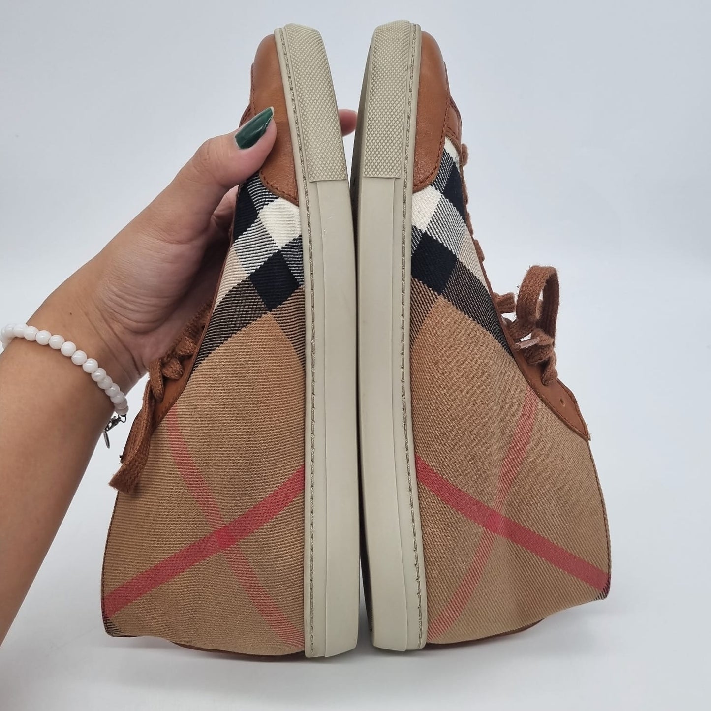 Burberry House Check Canvas and Leather Sneakers Size 38/25,5