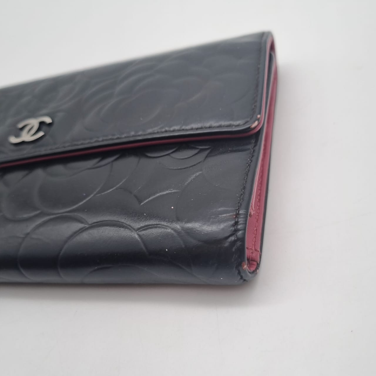 Chanel Camellia Long Wallet Black #14 Size 20x12