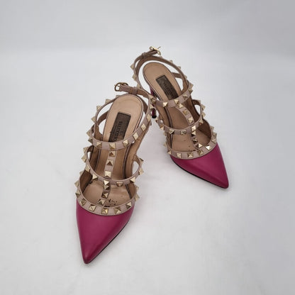 Valentino Garavani Rockstud Heels Maroon Size 35/23 dr ujung