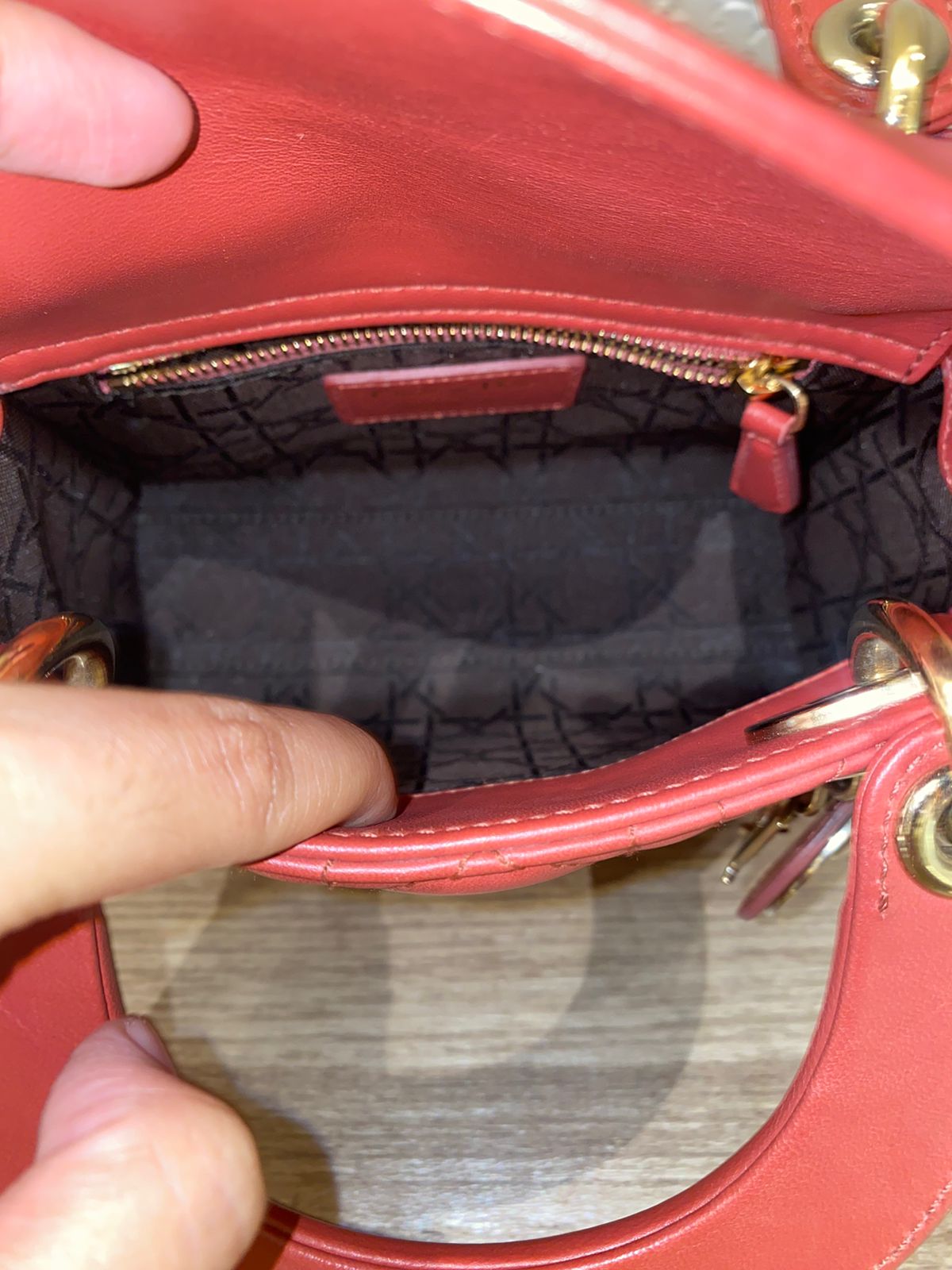 Dior Lady Dior Mini Lambskin Coral SHW 2019 Size 17x8x14