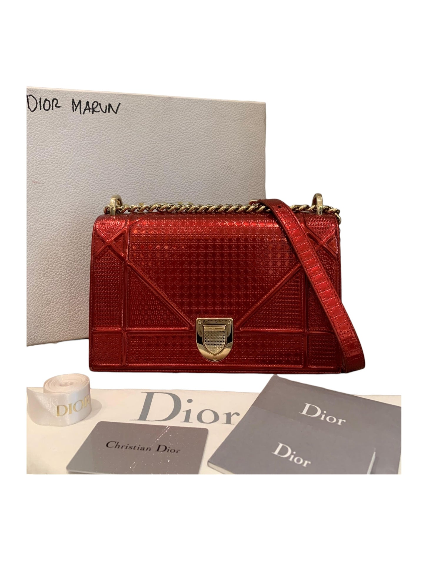 Dior Diorama Medium Metallic Red 2018 Size 25x10x16