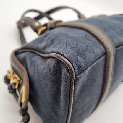 Bottega Veneta Vintage Mini Hand Bag Canvas Navy Size 25x12x13