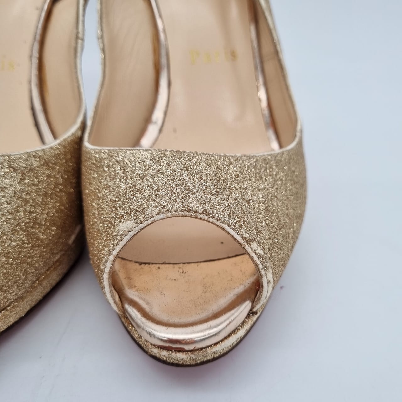 Christian Louboutin Yolanda Sling Glitter Nude Size 37/23