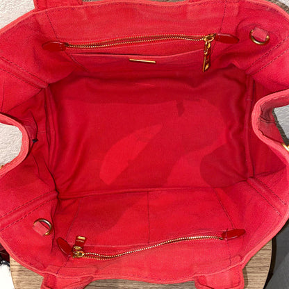Prada Canapa Shopping Tote Canvas Red Size Size 35x23x22