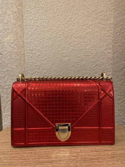 Dior Diorama Medium Metallic Red 2018 Size 25x10x16