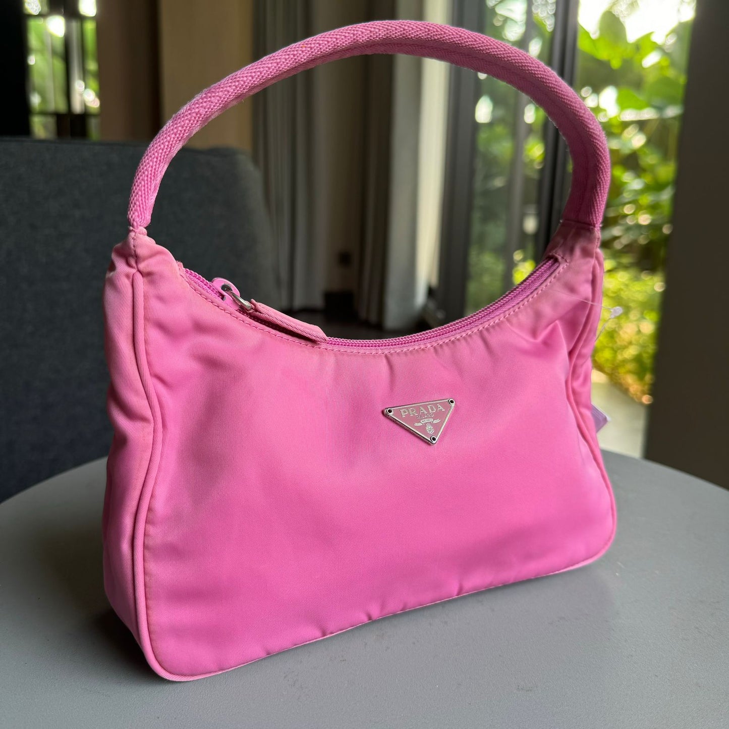 Prada Re Edition Handbag Nylon Pink Size 23x7x14