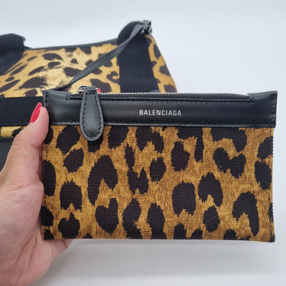 Balenciaga Cabas Black Leopard Canvas Black Size 23x8x20