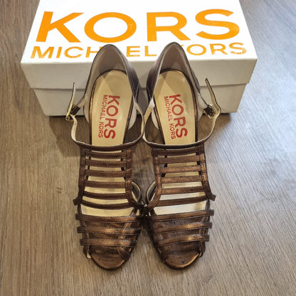 Michael Kors Strappy Open Toe Metallic Bronze Size 8/25